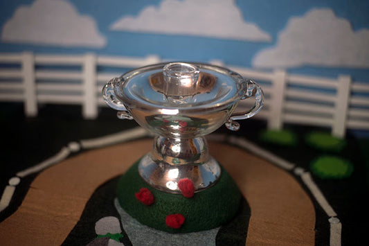 Mirrored glass candelabra trophy