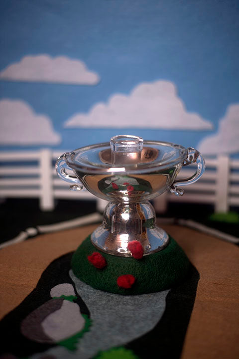 Mirrored glass candelabra trophy